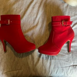 Red ankle boots